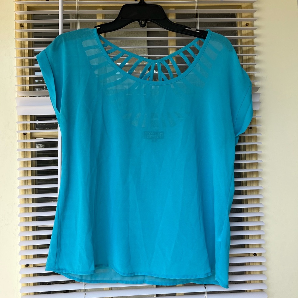 Papermoon Turquoise Blouse with Cutout Neckline